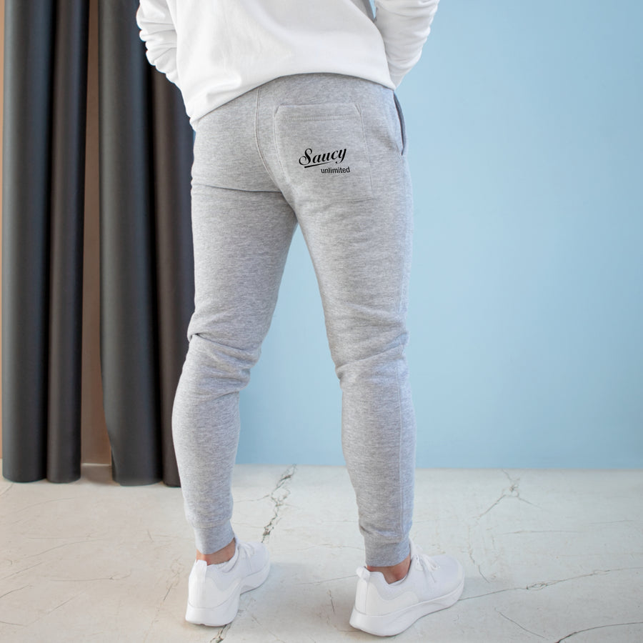 Saucy Unlimited Black Logo Heather Gray Premium Fleece Joggers