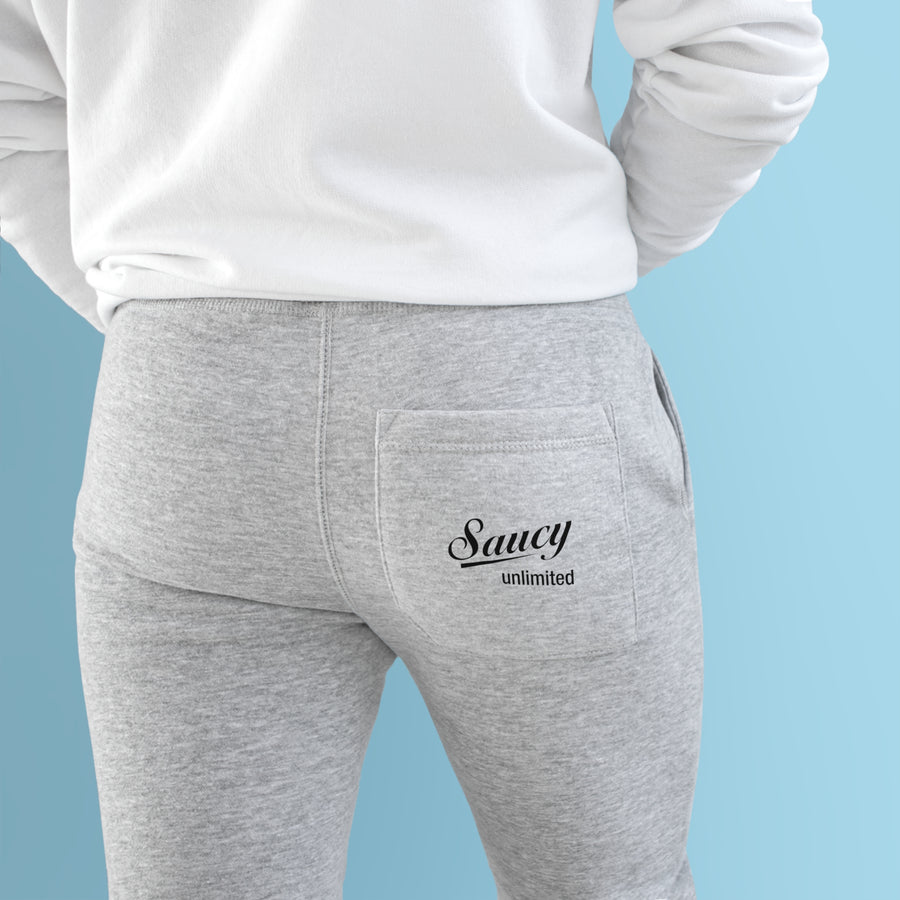 Saucy Unlimited Black Logo Heather Gray Premium Fleece Joggers