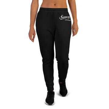 Saucy Unlimited White Logo Black Jogger Pants