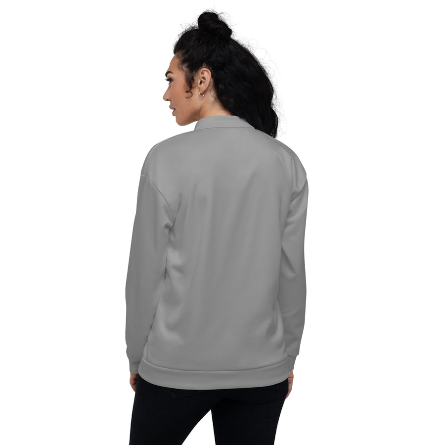 Saucy Unlimited Big Black Logo Gray Bomber Jacket