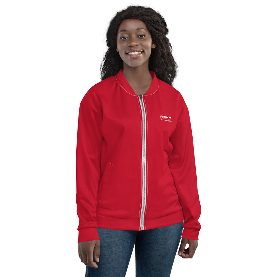 Saucy Unlimited Small White Logo Red Jacket