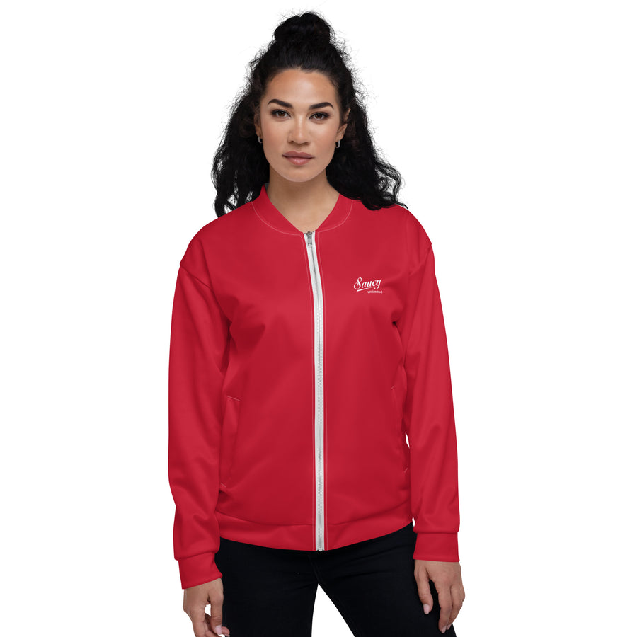 Saucy Unlimited Small White Logo Red Jacket