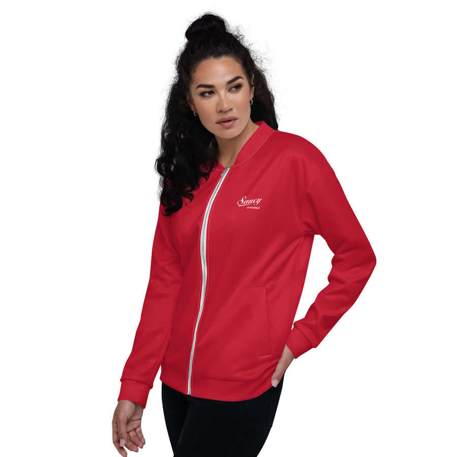 Saucy Unlimited Small White Logo Red Jacket