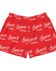 Saucy Unlimited White Logo On Red Women’s Athletic Shorts