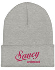 Saucy Unlimited Pink Logo Cuffed Beanie