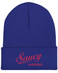 Saucy Unlimited Pink Logo Cuffed Beanie
