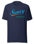 Saucy Unlimited Light Blue, Orange And Green Logo T-shirt