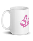 Saucy Unlimited Pink 3-D Logo White Glossy Mug