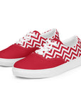 Saucy Unlimited Red And White Zig Zag Pattern Lace-up Canvas Shoes