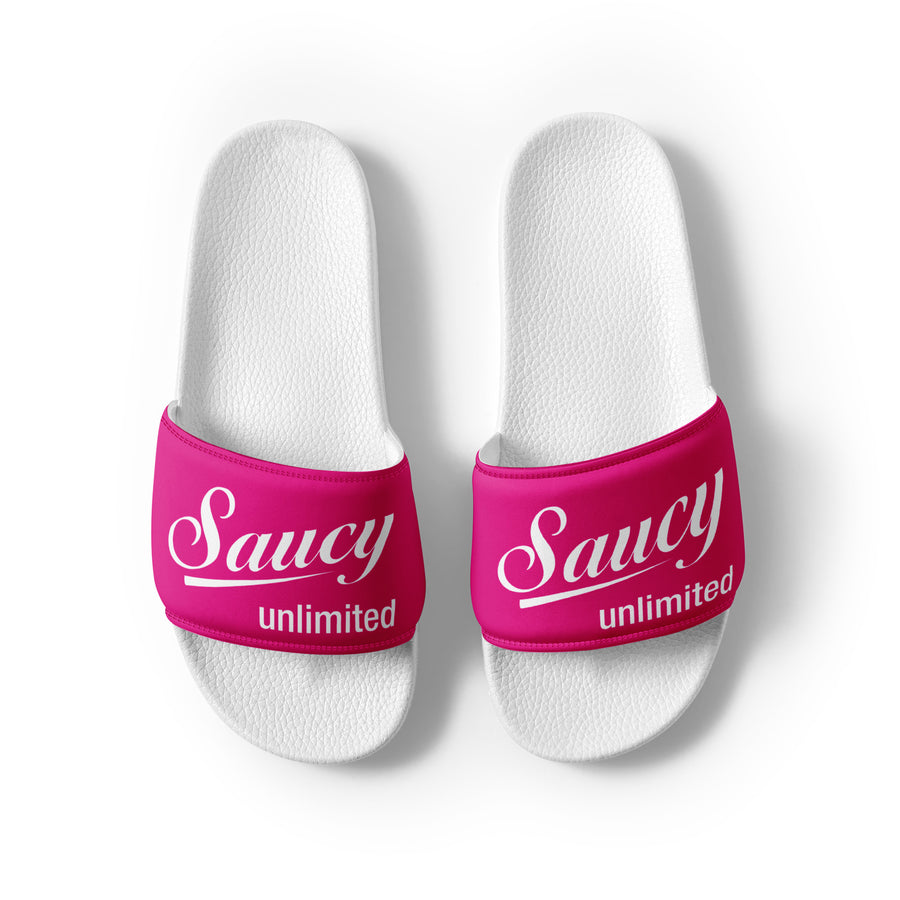 Saucy Unlimited White Logo Women's Pink Cover Slides