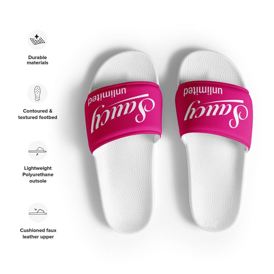 Saucy Unlimited White Logo Women's Pink Cover Slides