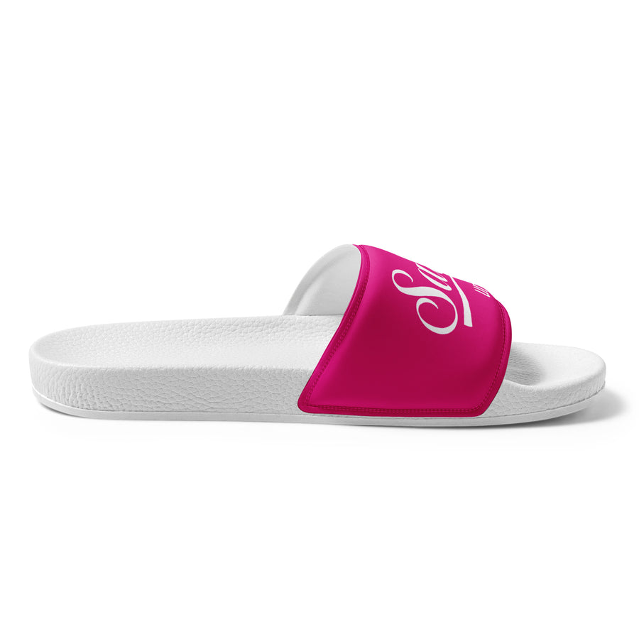 Saucy Unlimited White Logo Women's Pink Cover Slides